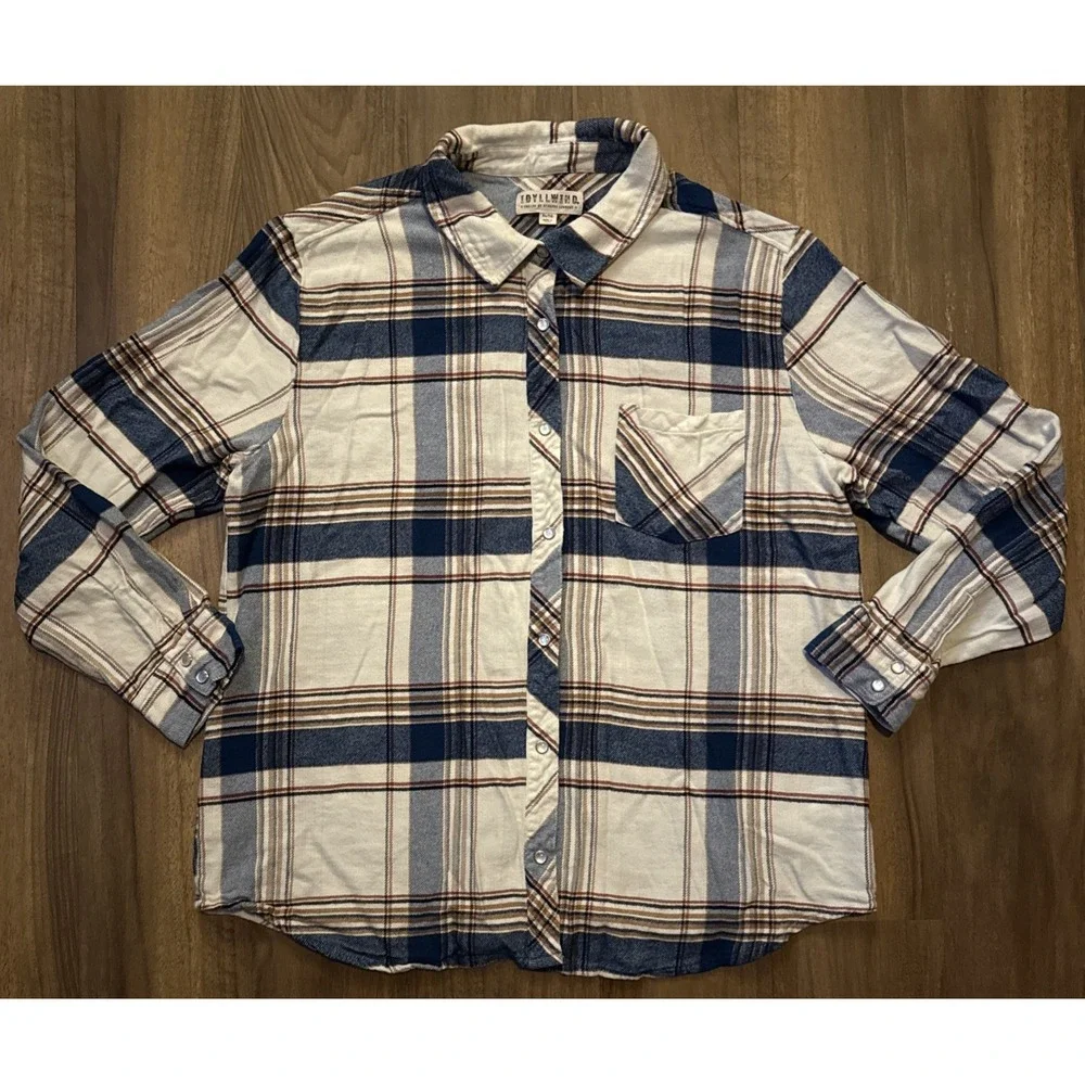 Idyllwind Miranda Lambert Shirt Womens XL White Blue Plaid Pearl Snap Western - Picture 1 of 12